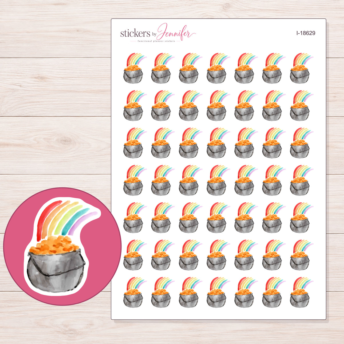 I-18629 planner sticker sheet with enlarged sticker detail