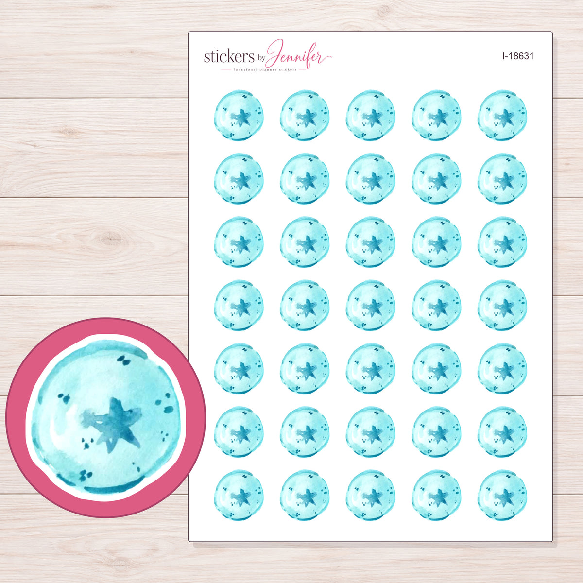 I-18631 planner sticker sheet with enlarged sticker detail