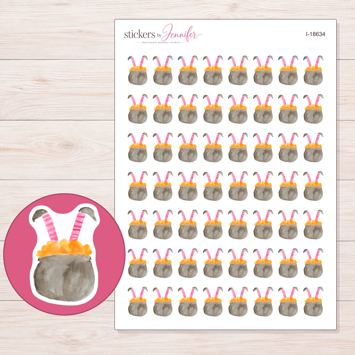 I-18634 planner sticker sheet with enlarged sticker detail