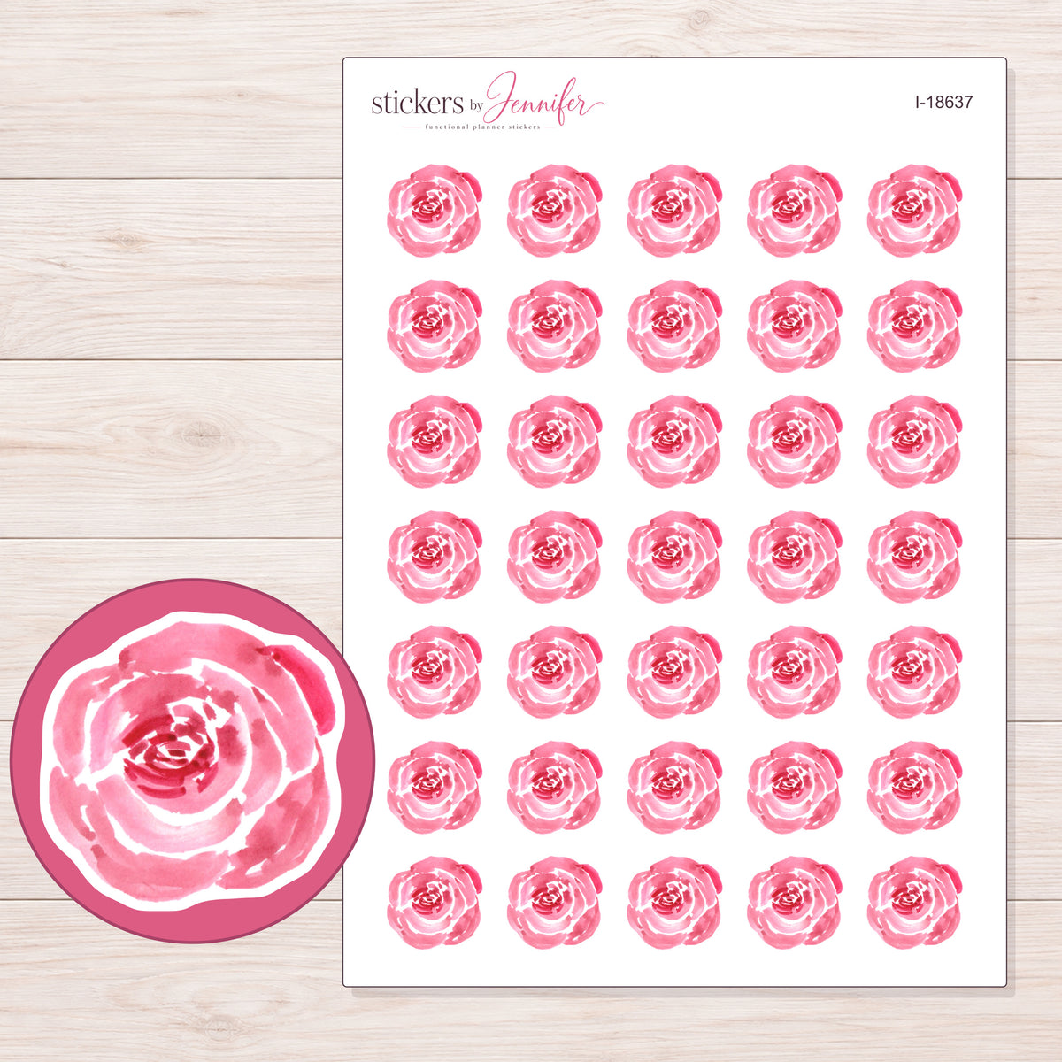 I-18637 planner sticker sheet with enlarged sticker detail