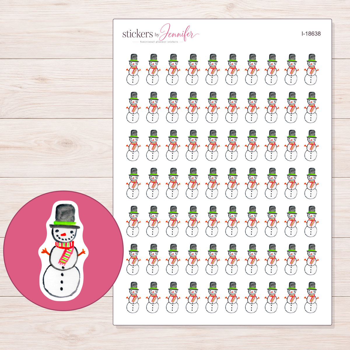 I-18638 planner sticker sheet with enlarged sticker detail