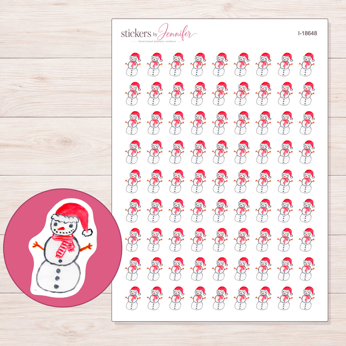 I-18648 planner sticker sheet with enlarged sticker detail