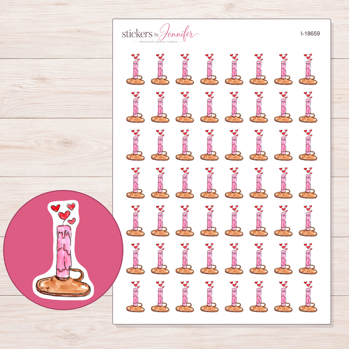 I-18659 planner sticker sheet with enlarged sticker detail