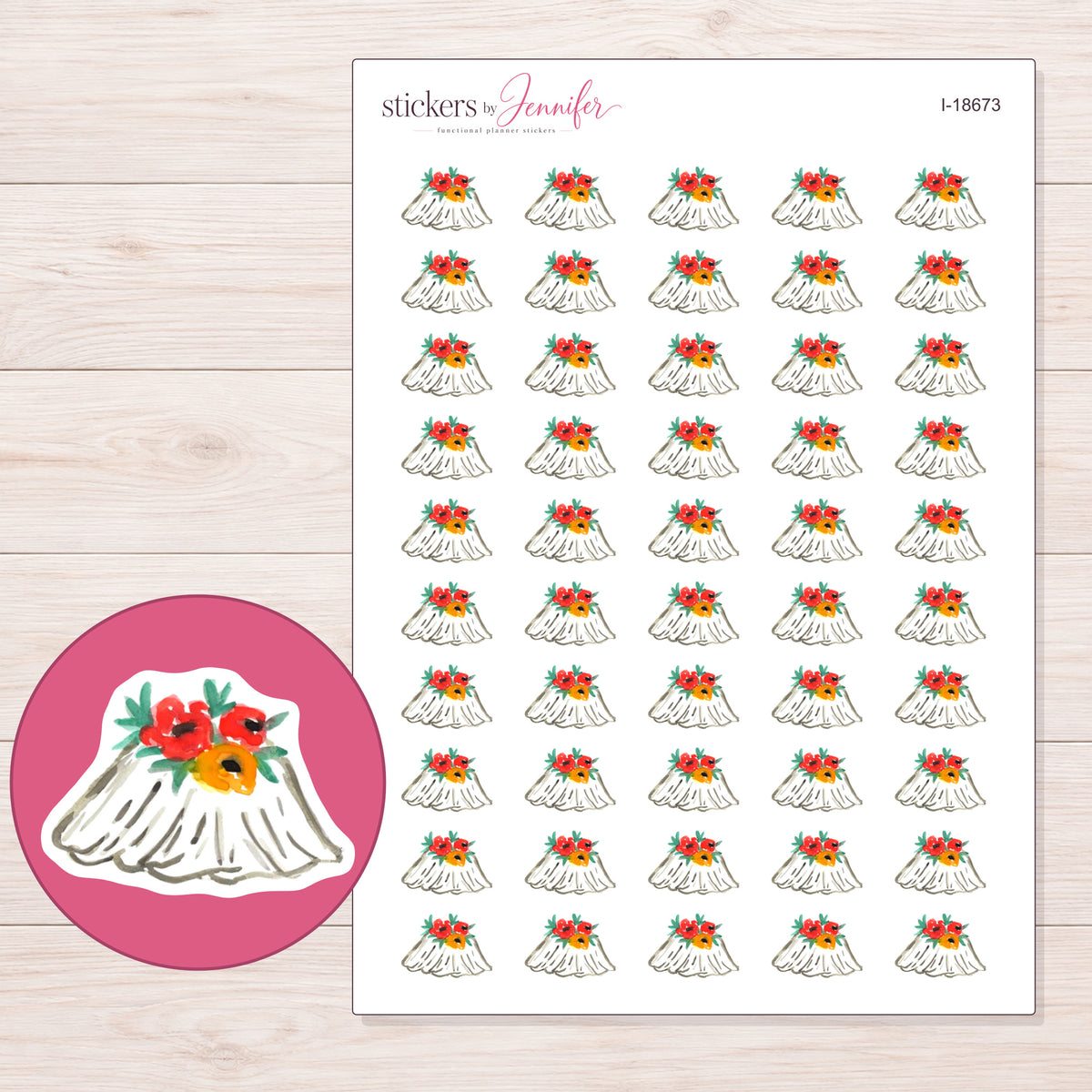 I-18673 planner sticker sheet with enlarged sticker detail