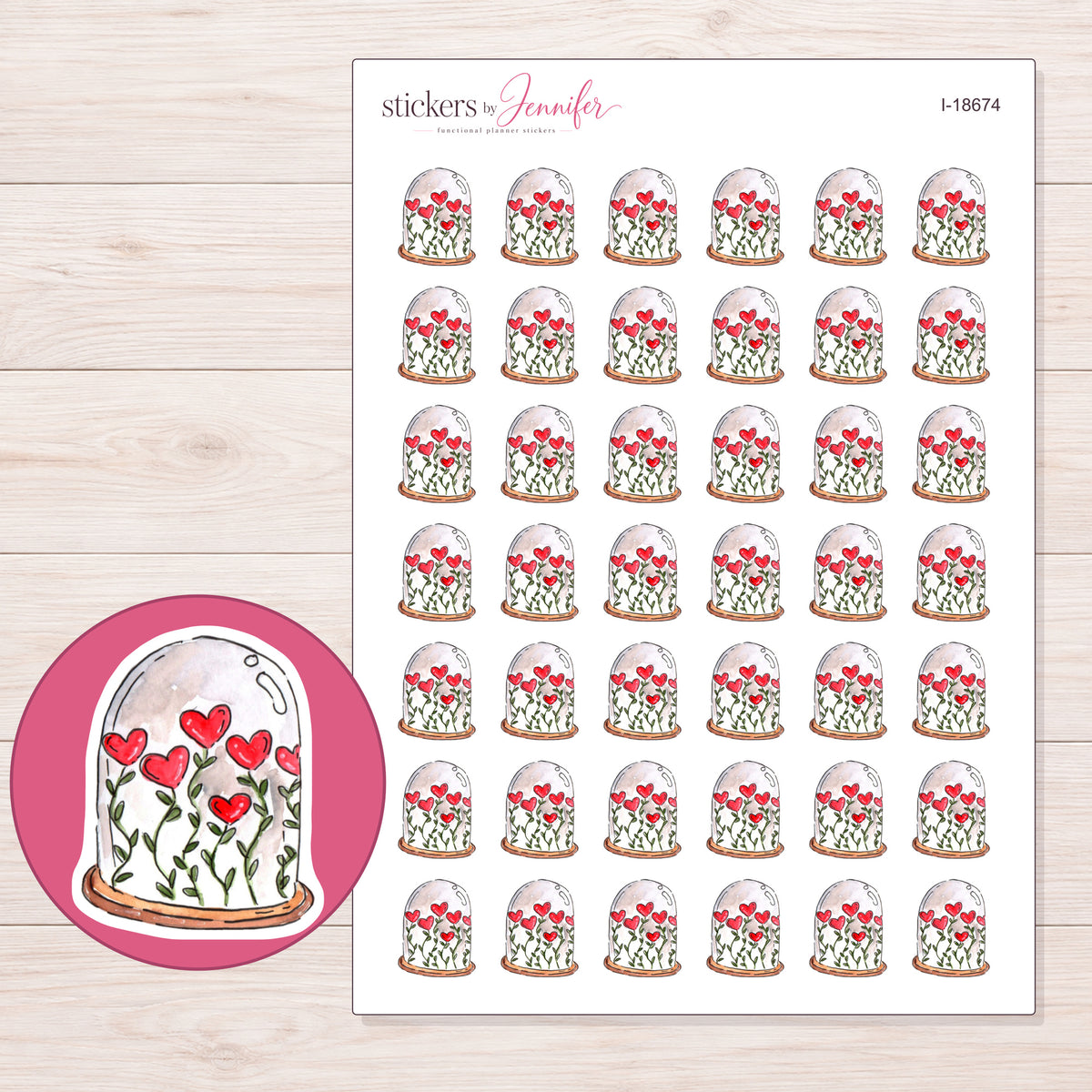 I-18674 planner sticker sheet with enlarged sticker detail