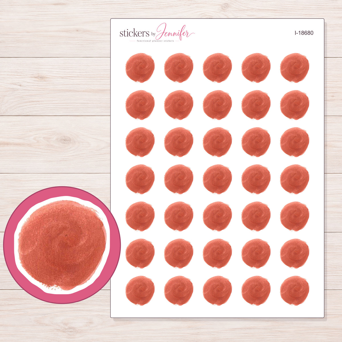 I-18680 planner sticker sheet with enlarged sticker detail