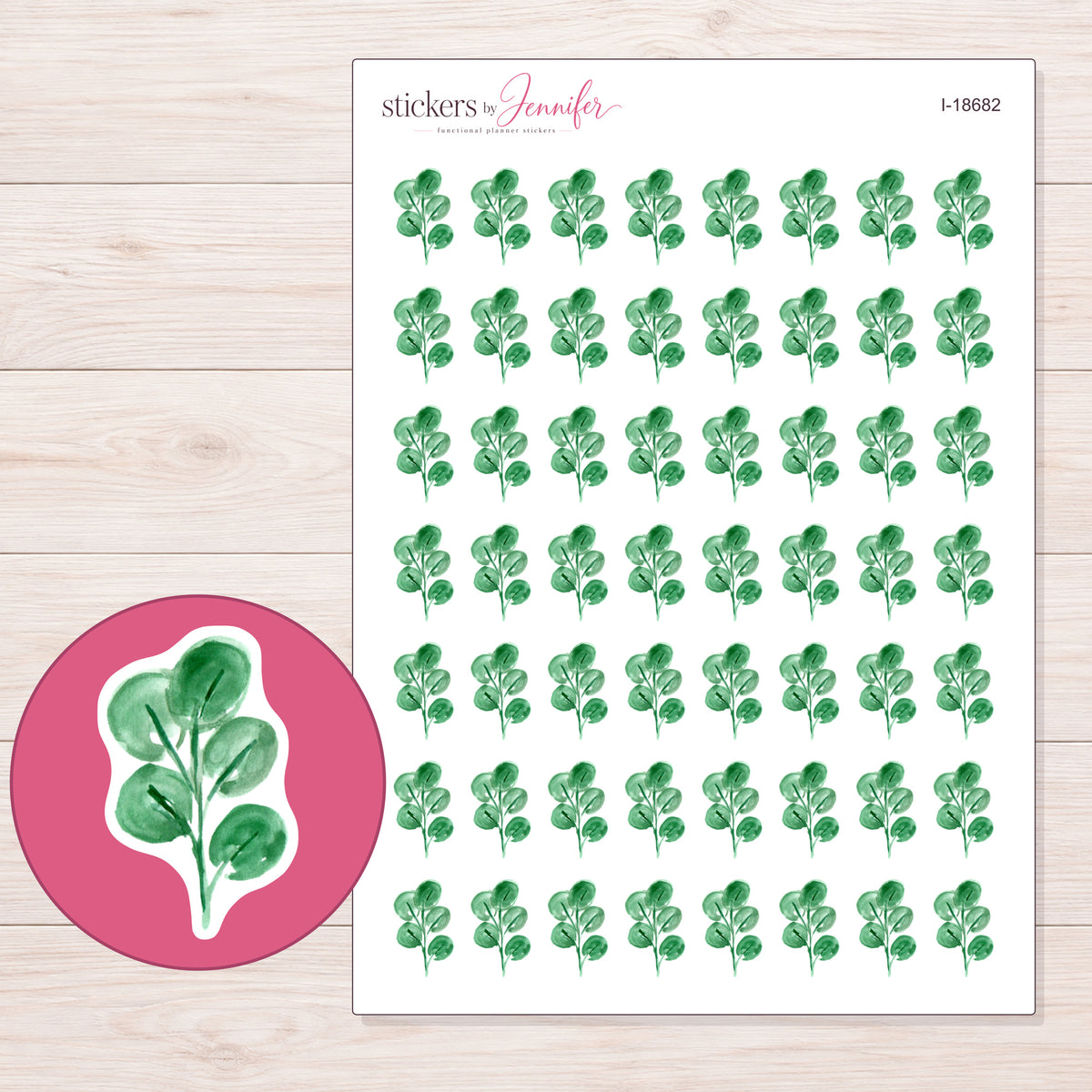 I-18682 planner sticker sheet with enlarged sticker detail