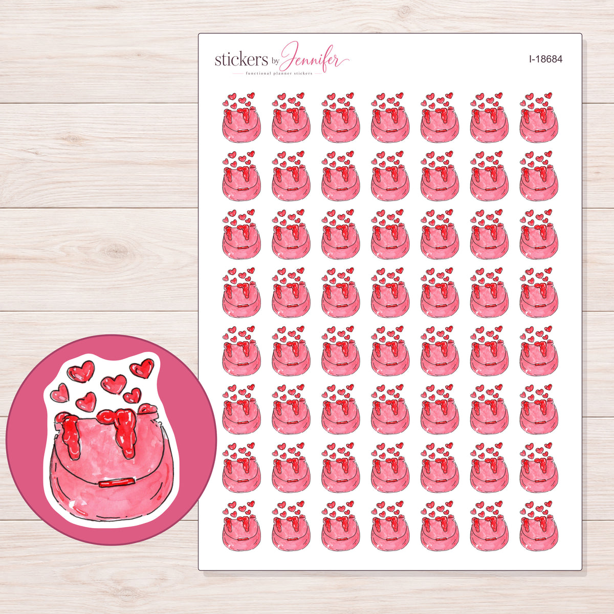 I-18684 planner sticker sheet with enlarged sticker detail