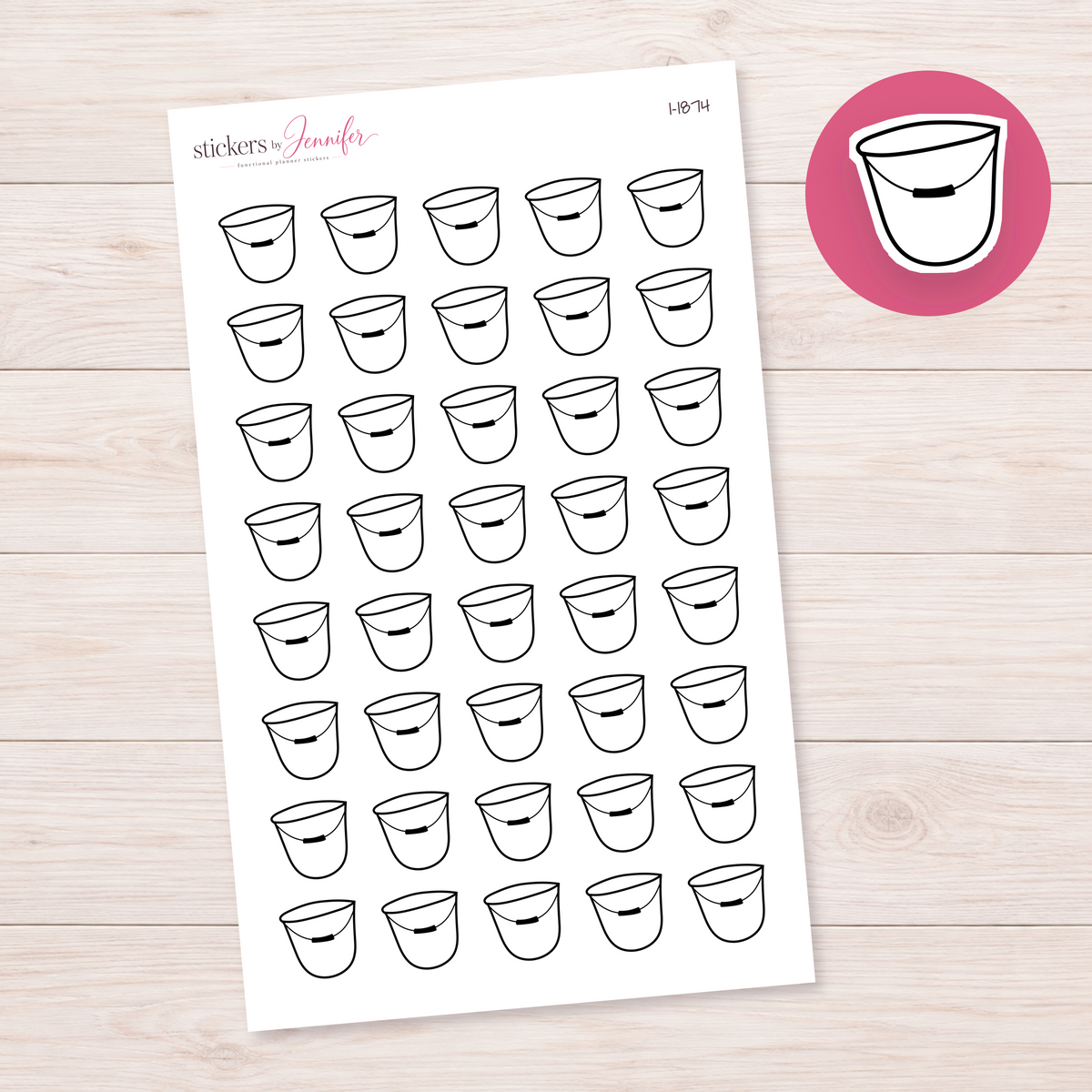 Outline Bucket Planner Stickers | I-1874