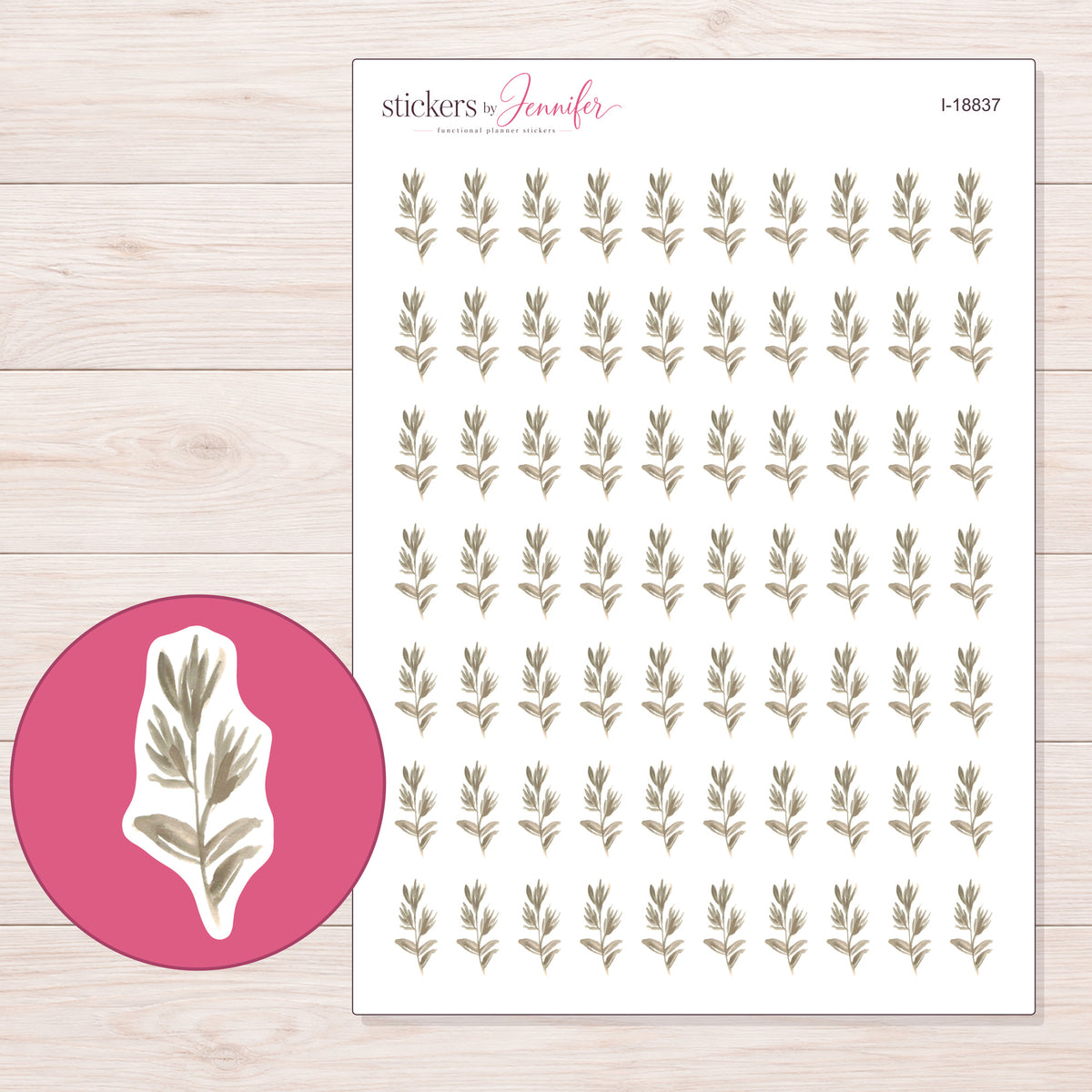 I-18837 planner sticker sheet with enlarged sticker detail