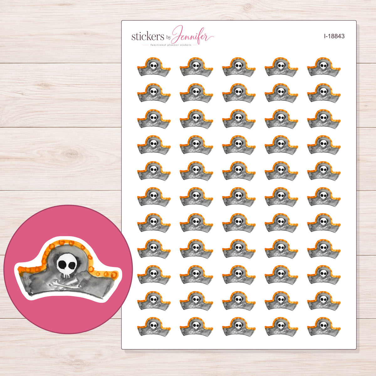 I-18843 planner sticker sheet with enlarged sticker detail