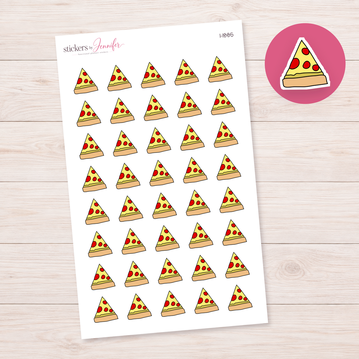 Pepperoni Pizza Doodle Planner Stickers | I-1885