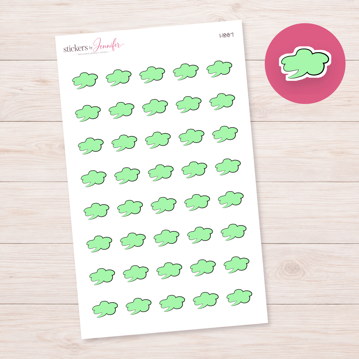 Green Cloud Speech Bubble Planner Stickers | I-1887