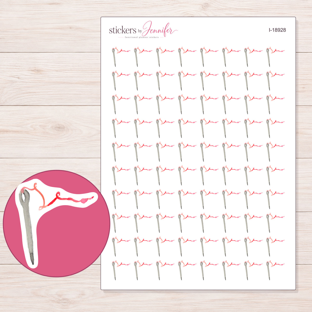 I-18928 planner sticker sheet with enlarged sticker detail