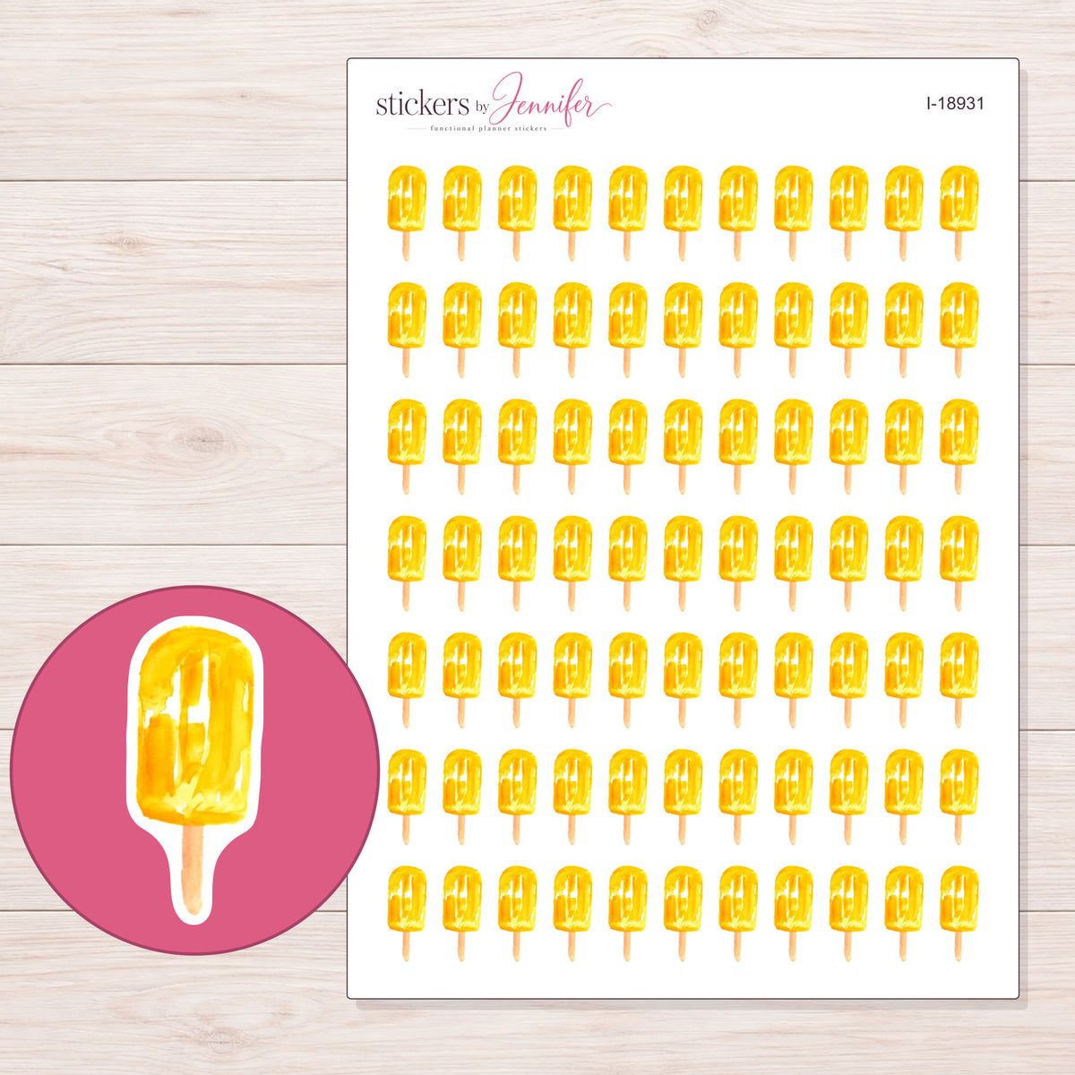 I-18931 planner sticker sheet with enlarged sticker detail