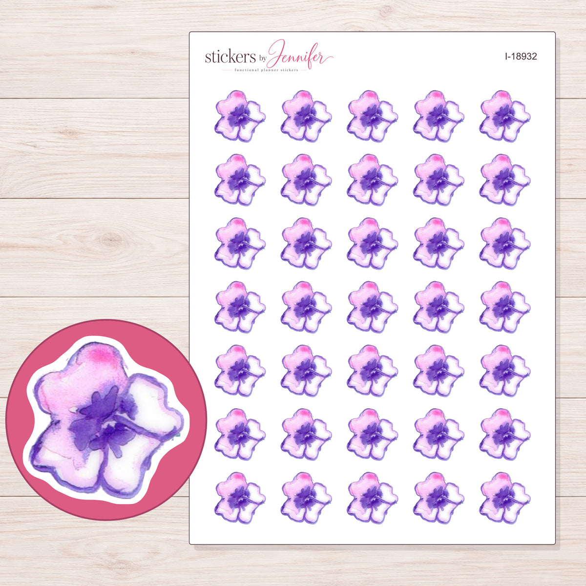 I-18932 planner sticker sheet with enlarged sticker detail