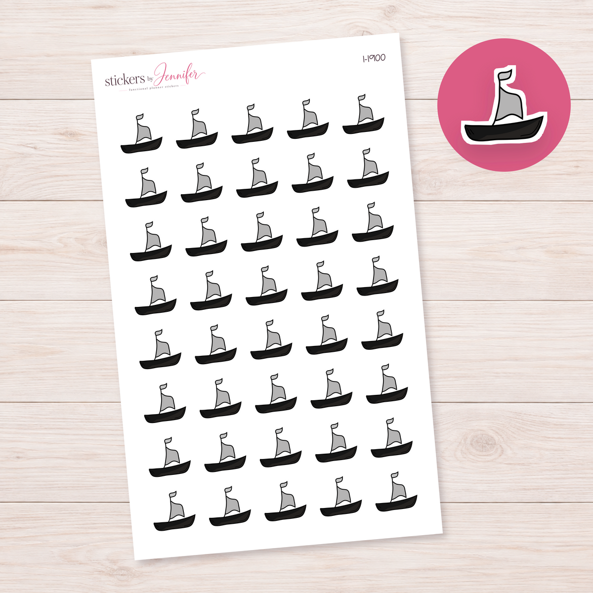 Gray Sailboat Planner Stickers | I-1900