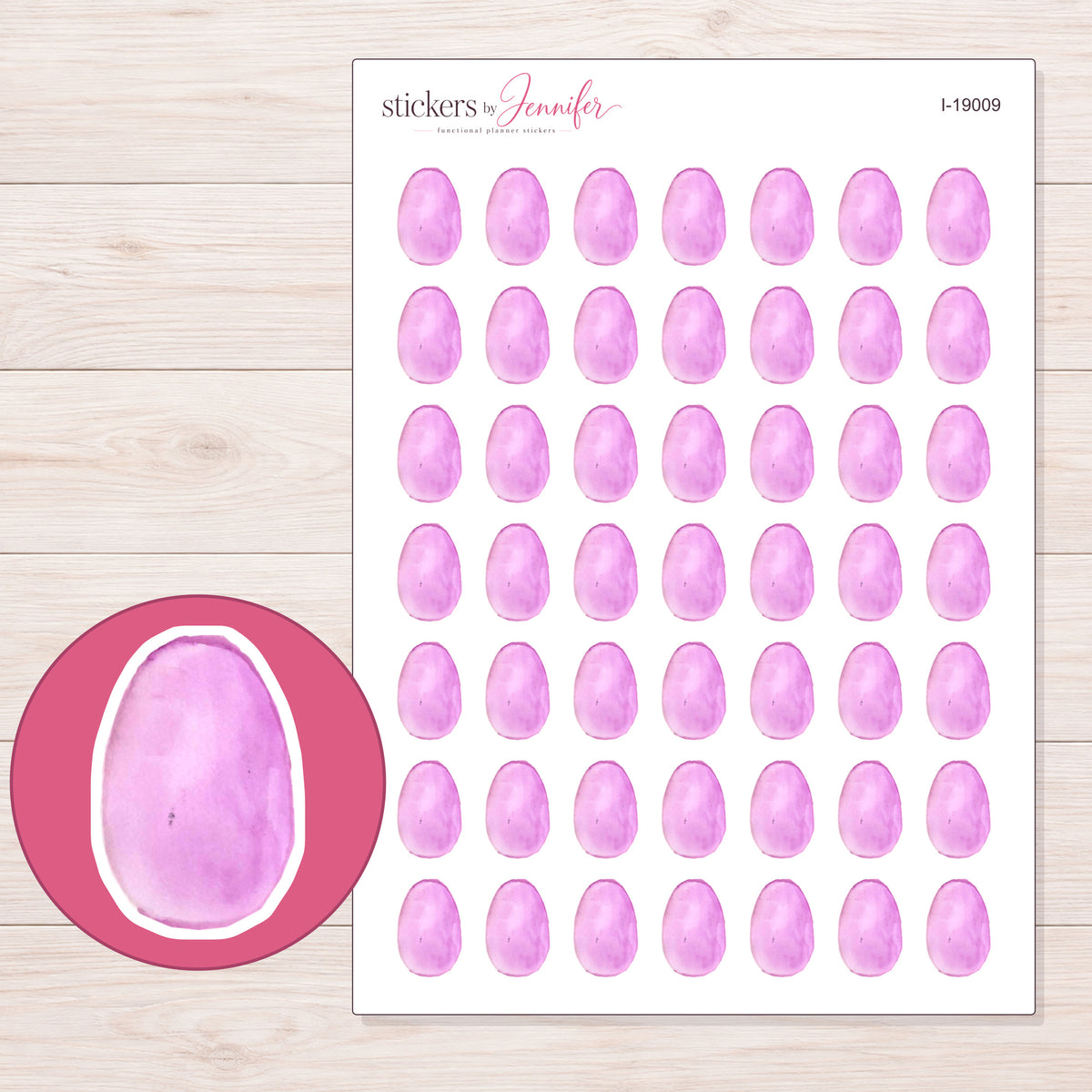 I-19009 planner sticker sheet with enlarged sticker detail