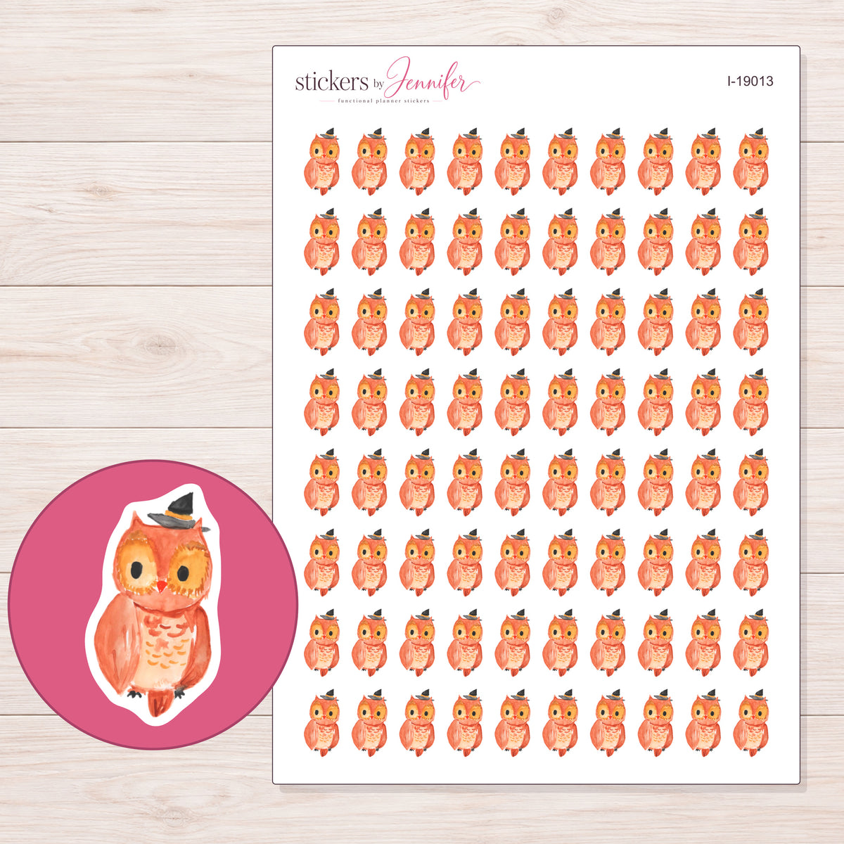 I-19013 planner sticker sheet with enlarged sticker detail