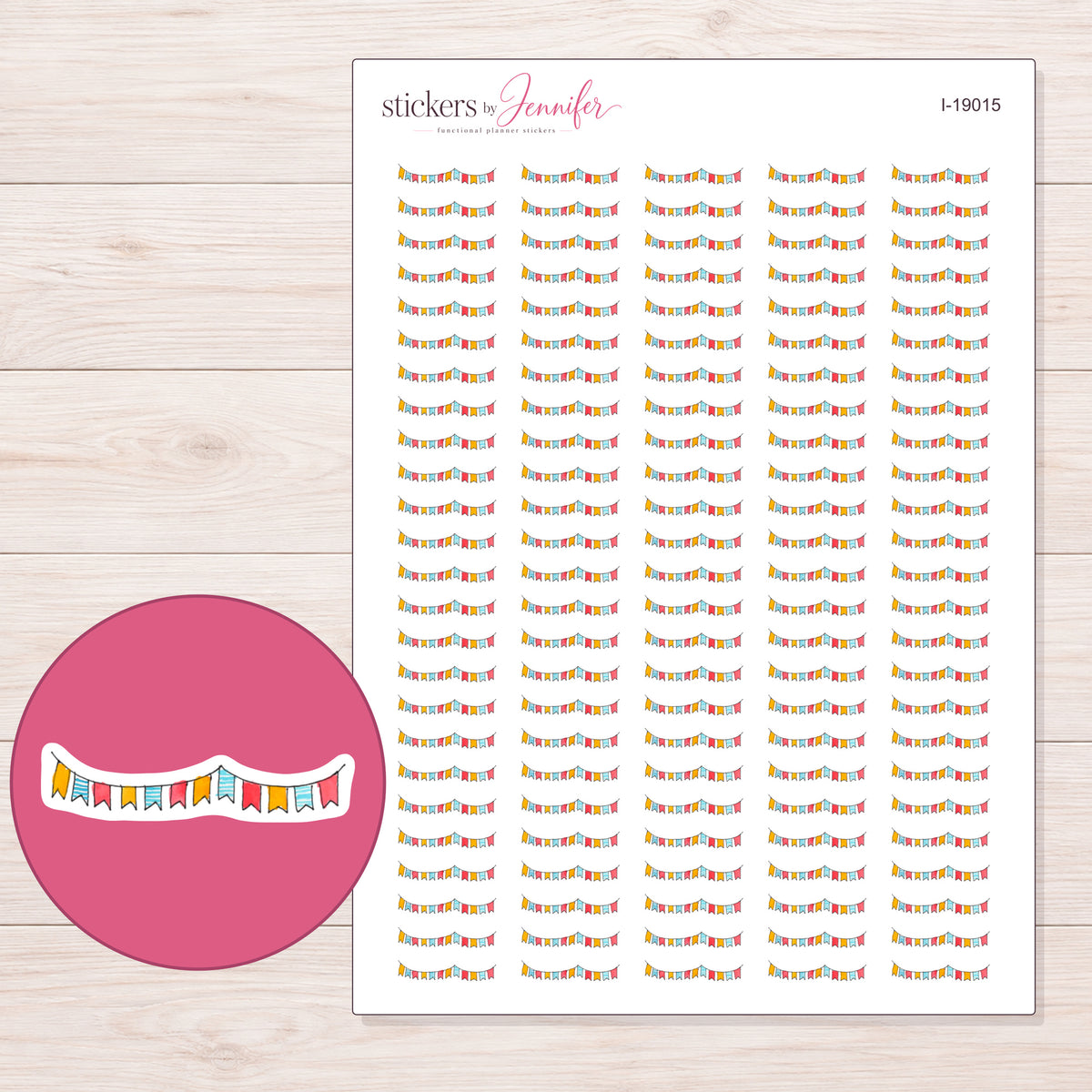 I-19015 planner sticker sheet with enlarged sticker detail