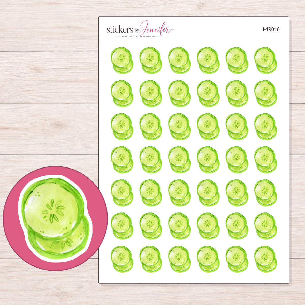 I-19016 planner sticker sheet with enlarged sticker detail