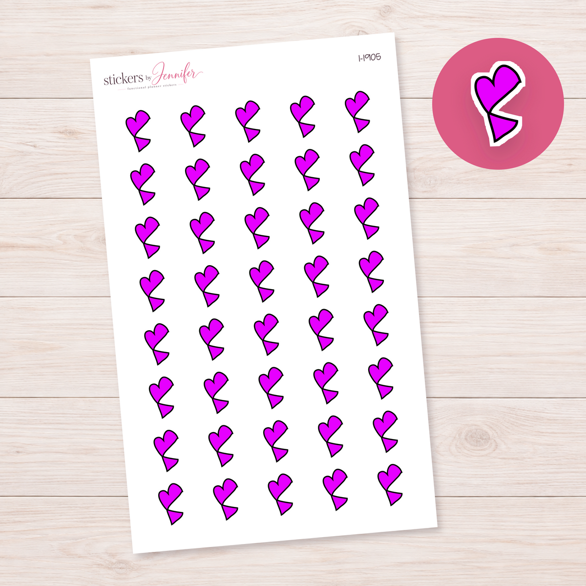 Purple Ribbon Heart Planner Stickers | I-1905