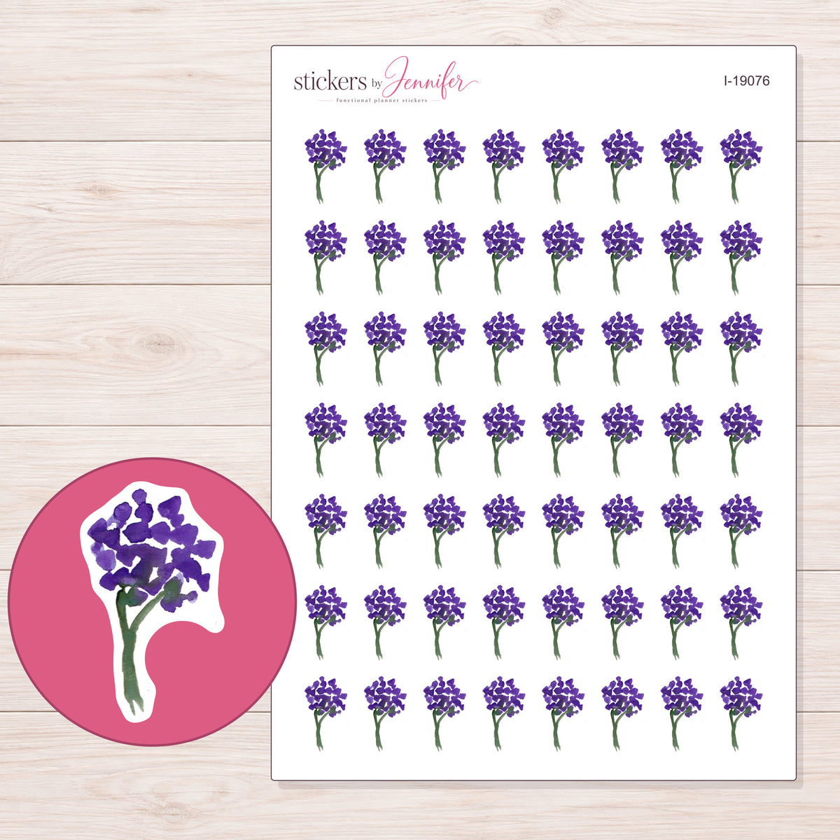 I-19076 planner sticker sheet with enlarged sticker detail