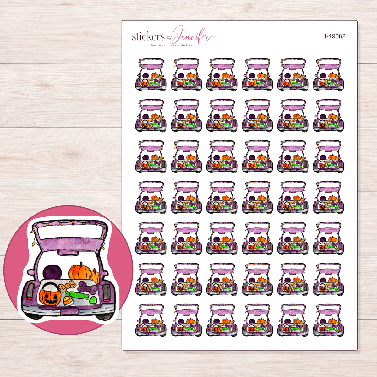 I-19082 planner sticker sheet with enlarged sticker detail