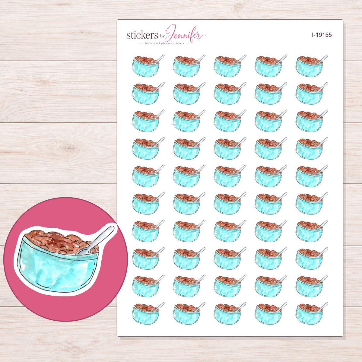 I-19155 planner sticker sheet with enlarged sticker detail