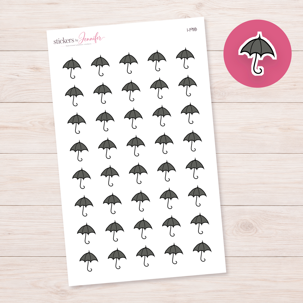 Gray Umbrella Planner Stickers | I-1918