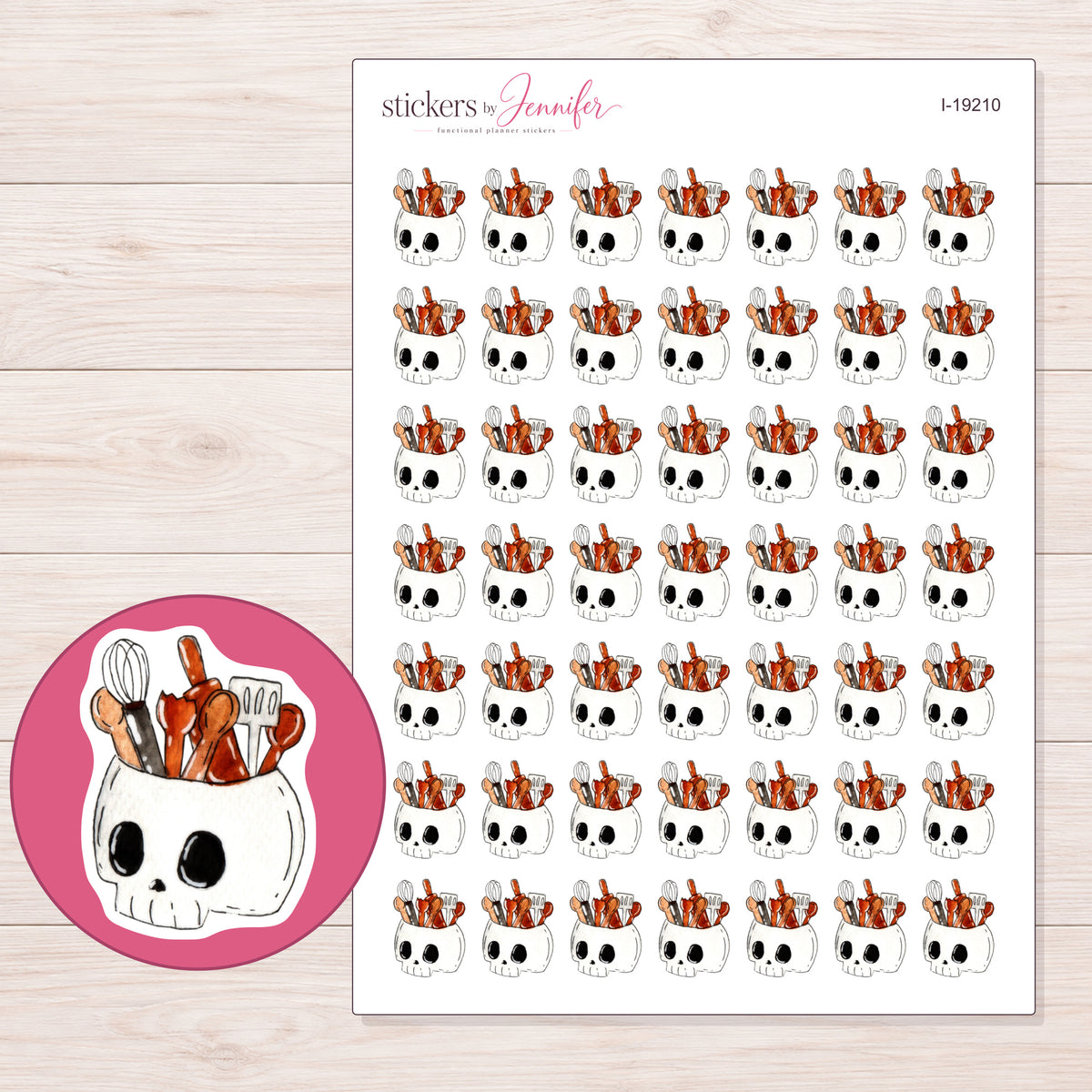 I-19210 planner sticker sheet with enlarged sticker detail