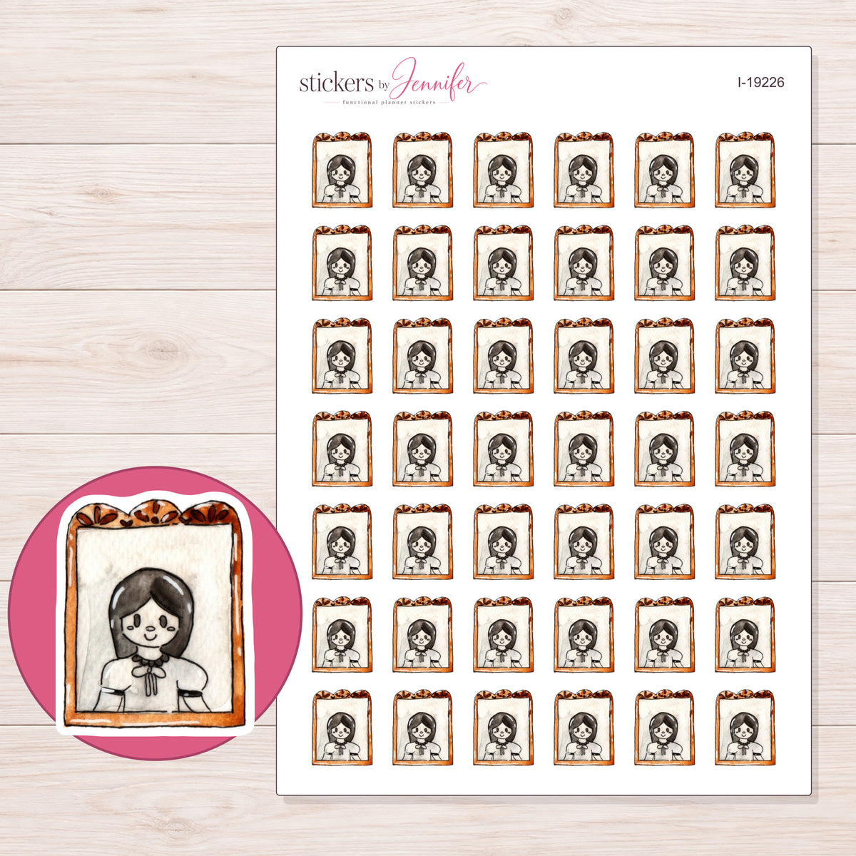 I-19226 planner sticker sheet with enlarged sticker detail