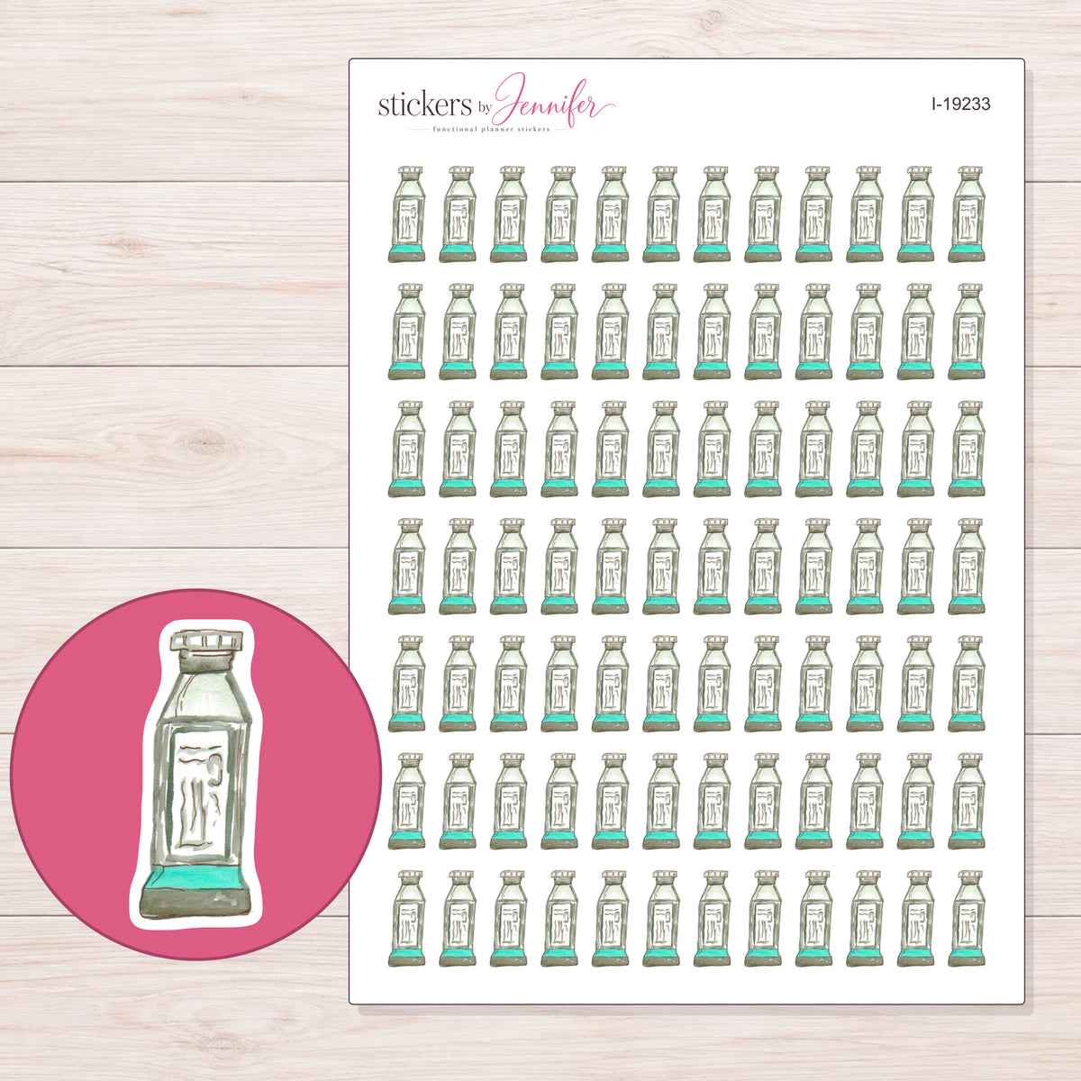 I-19233 planner sticker sheet with enlarged sticker detail