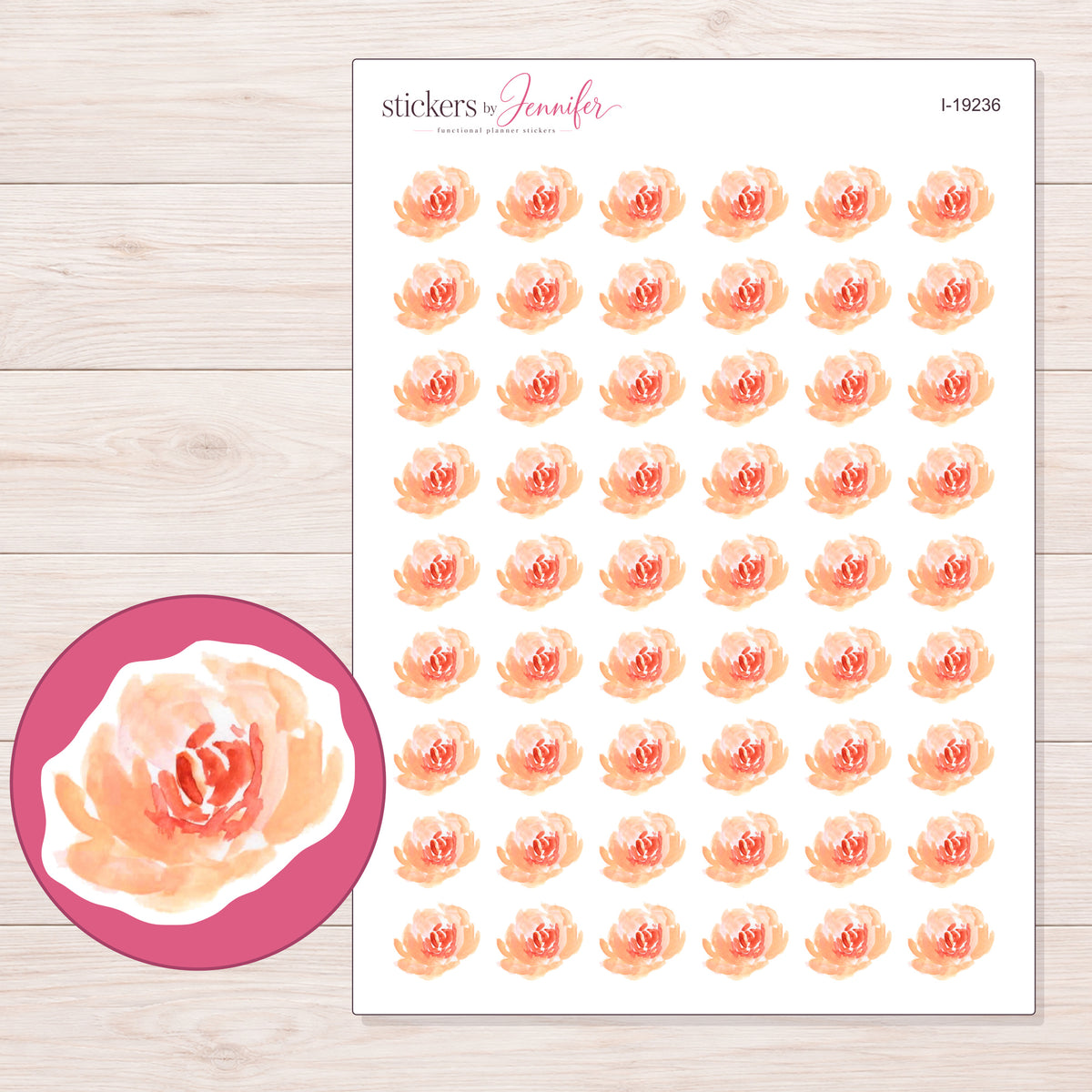 I-19236 planner sticker sheet with enlarged sticker detail