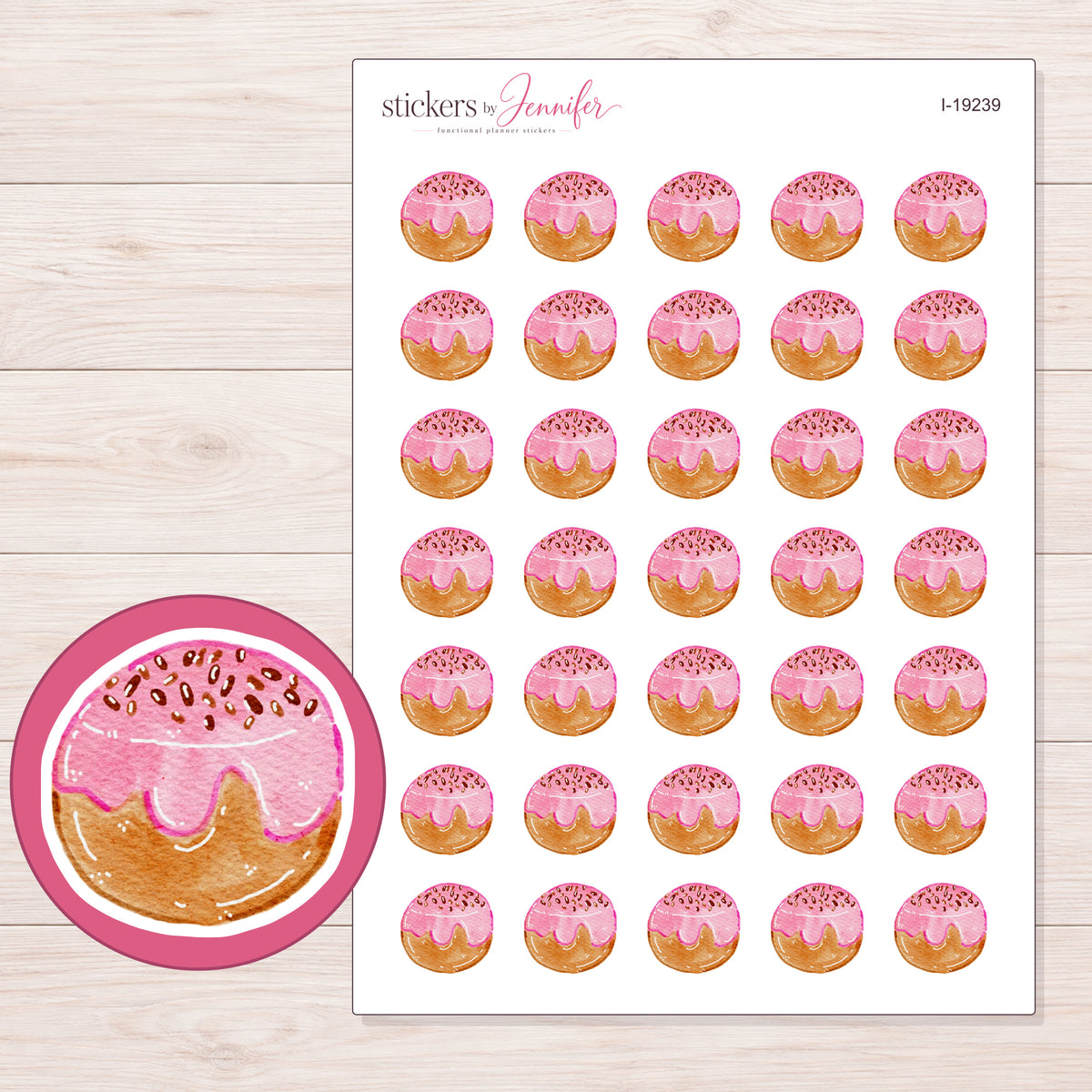 I-19239 planner sticker sheet with enlarged sticker detail