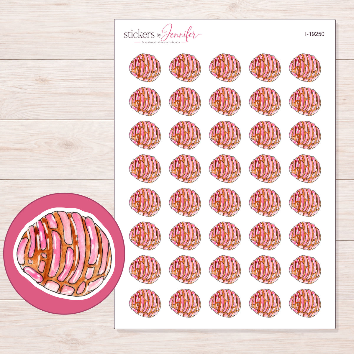 I-19250 planner sticker sheet with enlarged sticker detail