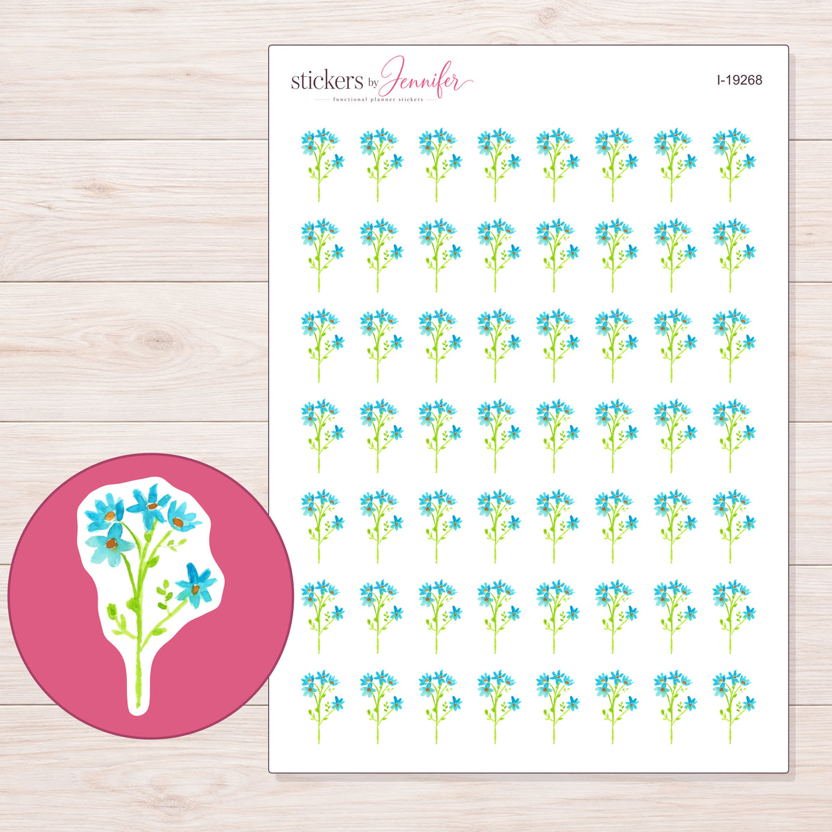 I-19268 planner sticker sheet with enlarged sticker detail