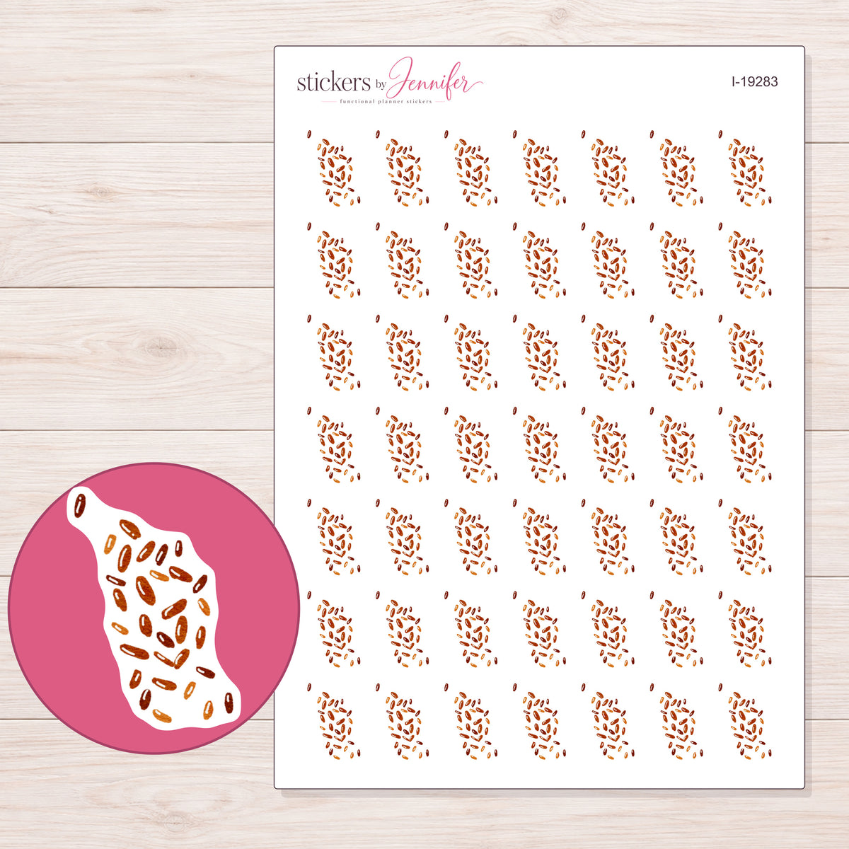 I-19283 planner sticker sheet with enlarged sticker detail