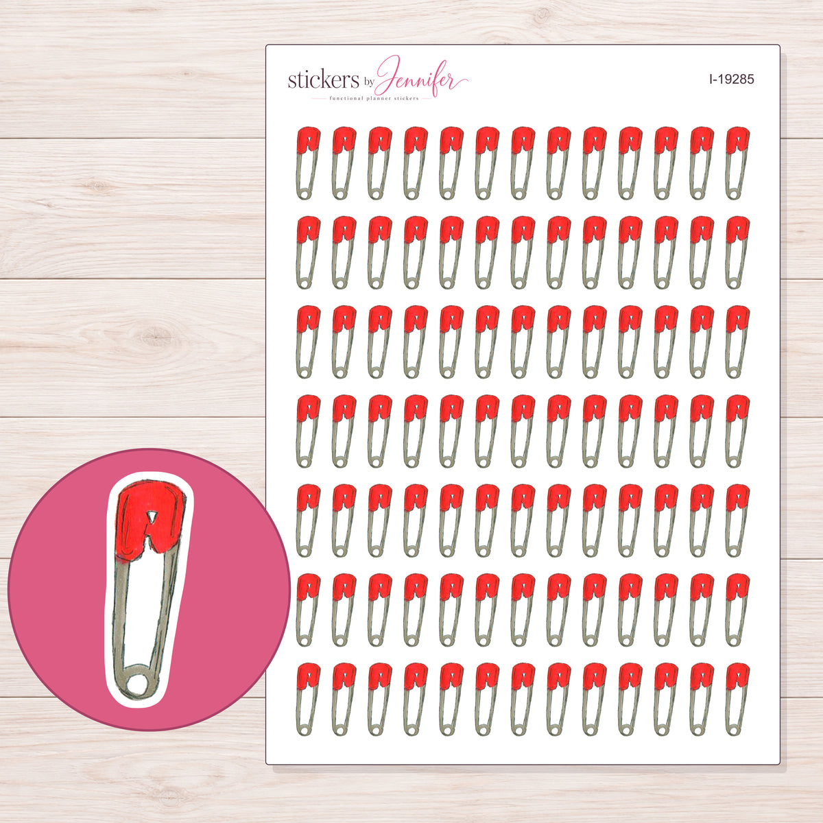 I-19285 planner sticker sheet with enlarged sticker detail