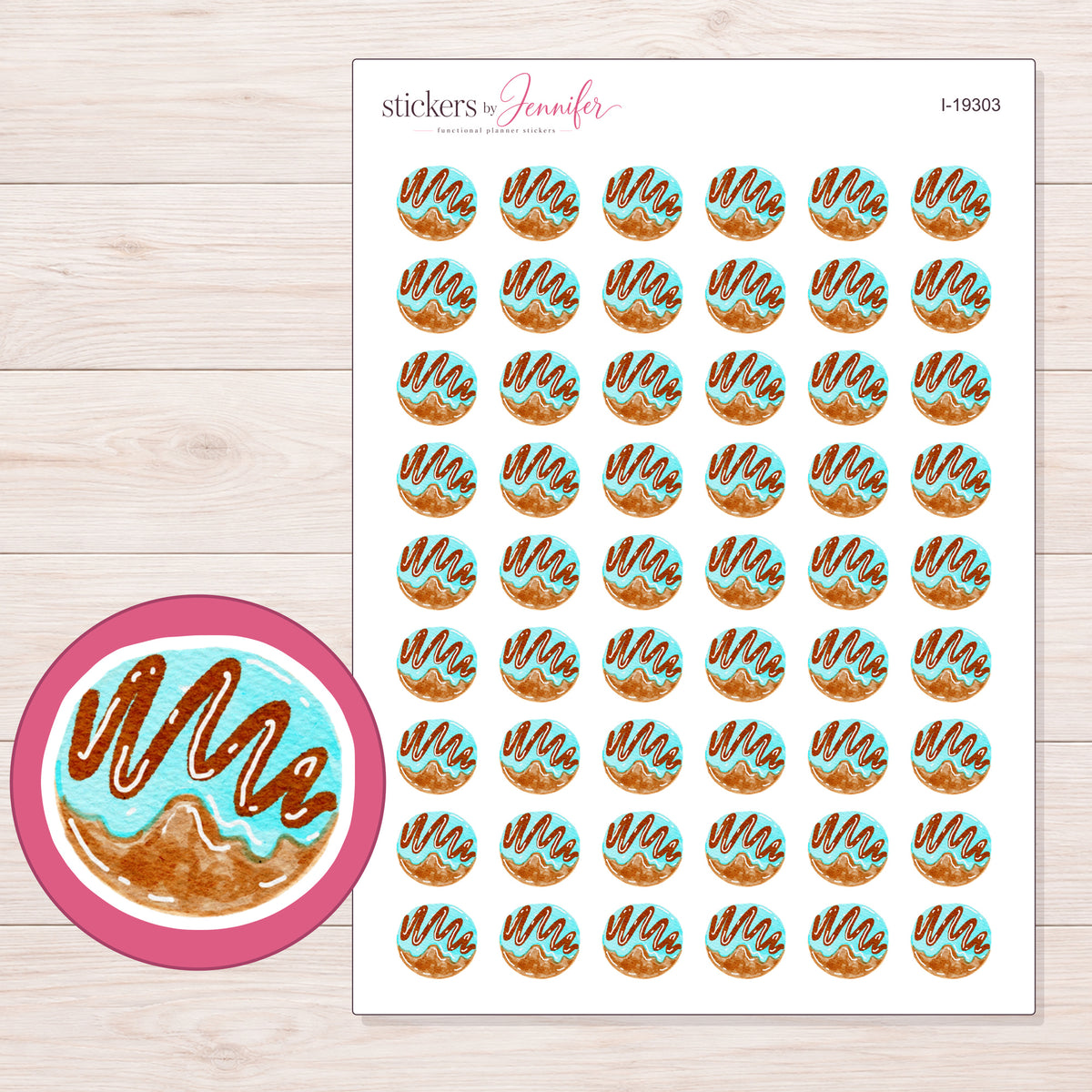 I-19303 planner sticker sheet with enlarged sticker detail