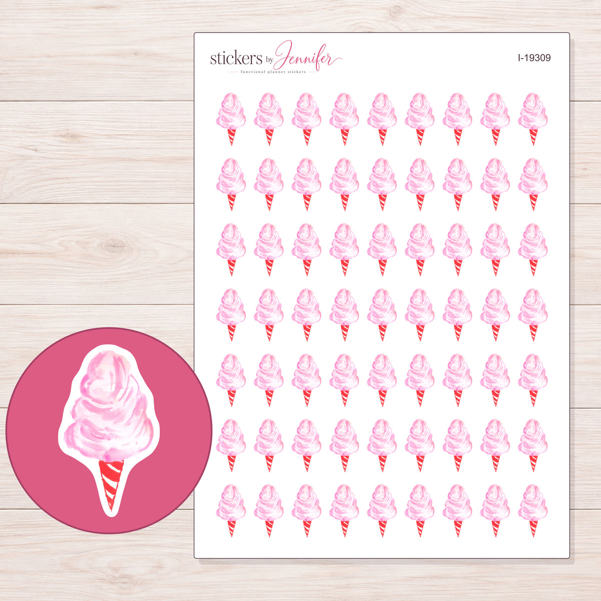I-19309 planner sticker sheet with enlarged sticker detail