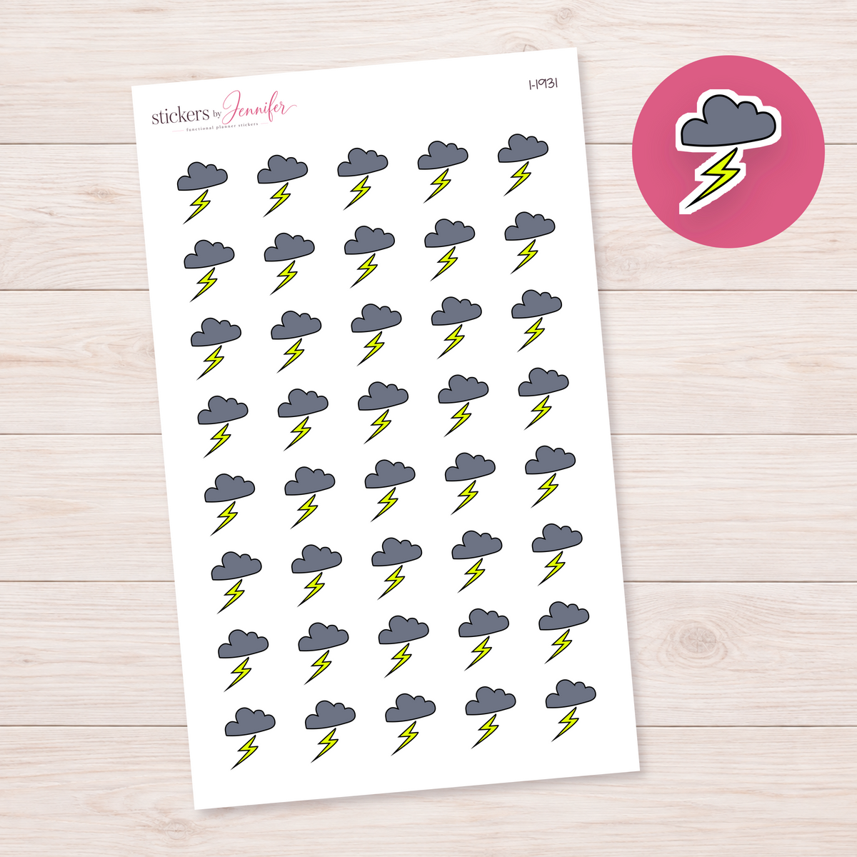 Lightning Storm Cloud Planner Stickers | I-1931