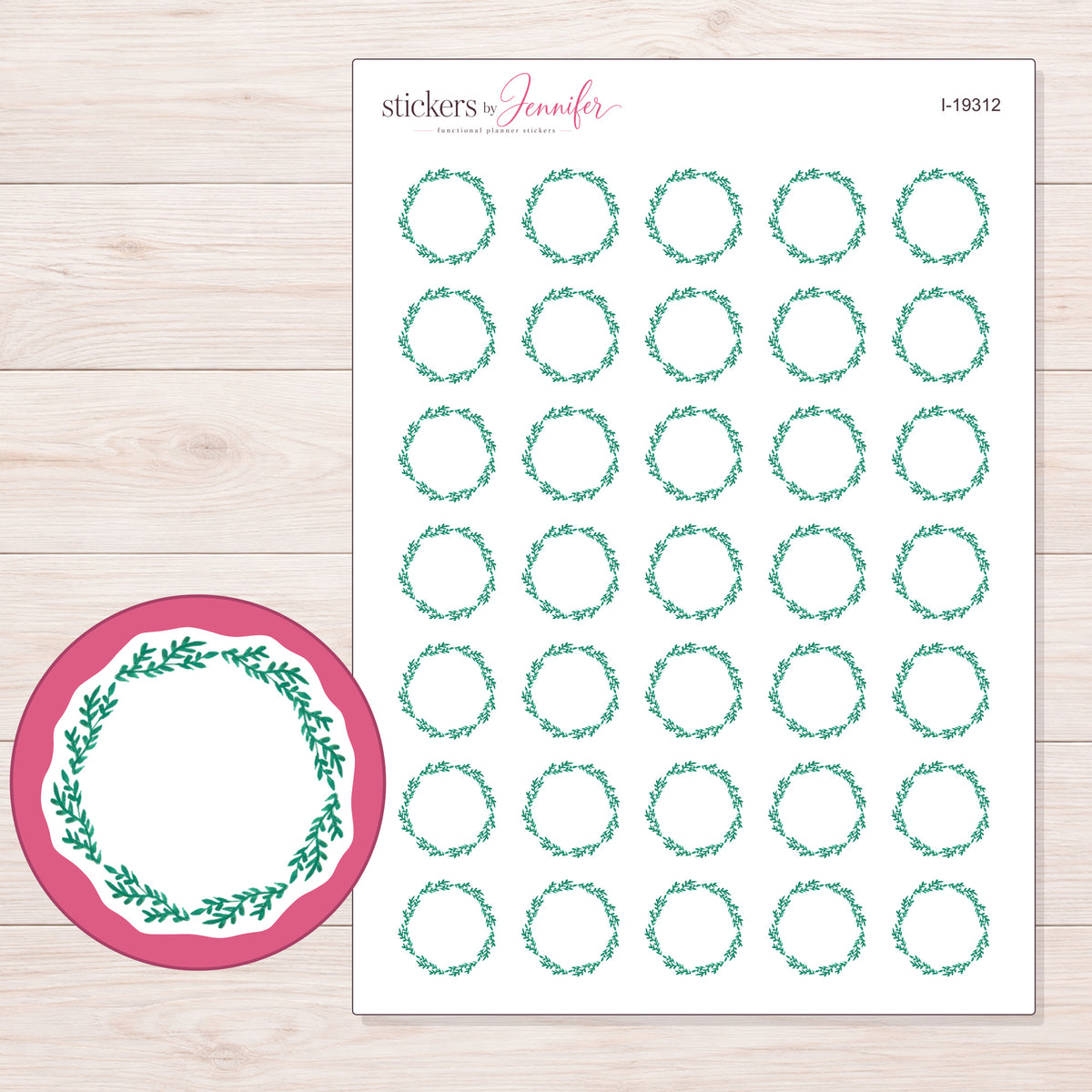 I-19312 planner sticker sheet with enlarged sticker detail