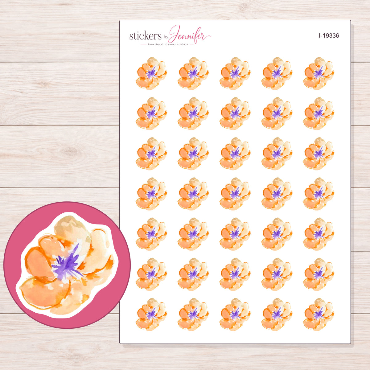I-19336 planner sticker sheet with enlarged sticker detail