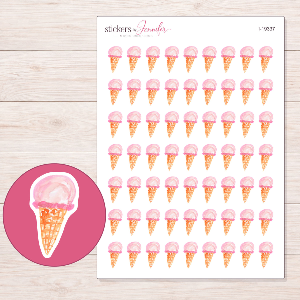 I-19337 planner sticker sheet with enlarged sticker detail