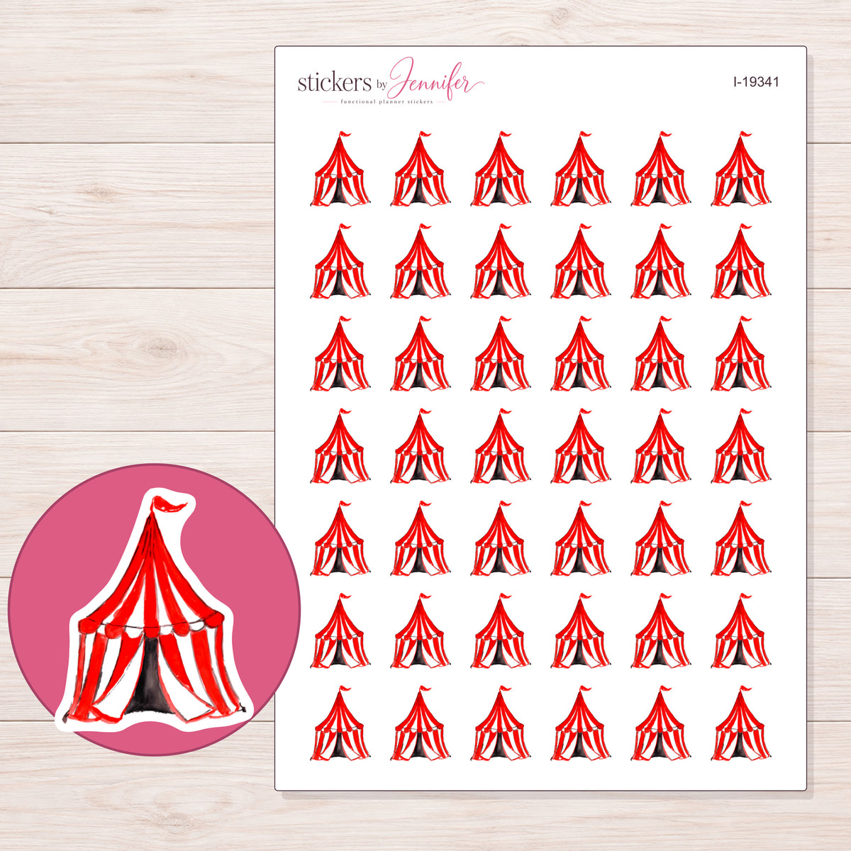 I-19341 planner sticker sheet with enlarged sticker detail