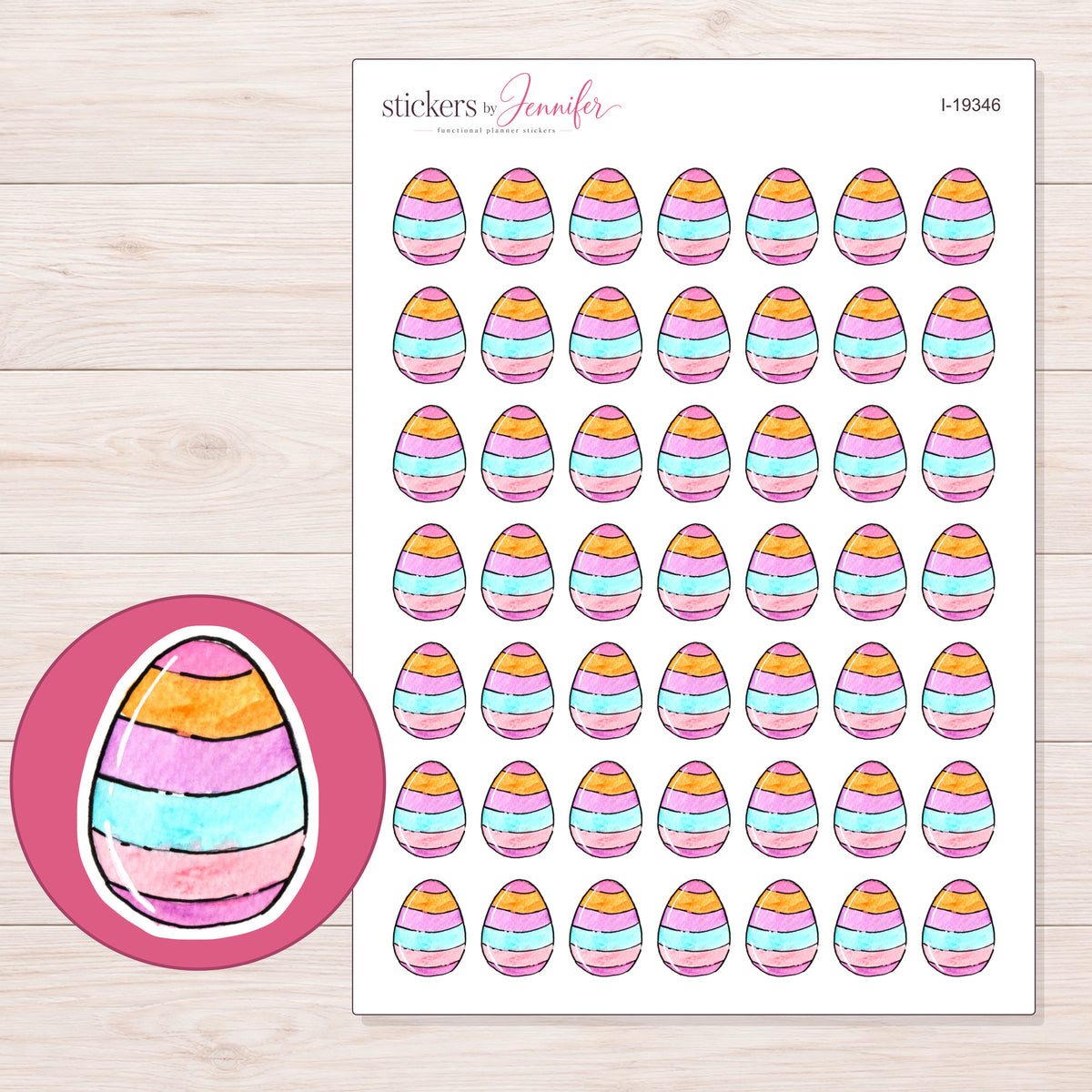 I-19346 planner sticker sheet with enlarged sticker detail