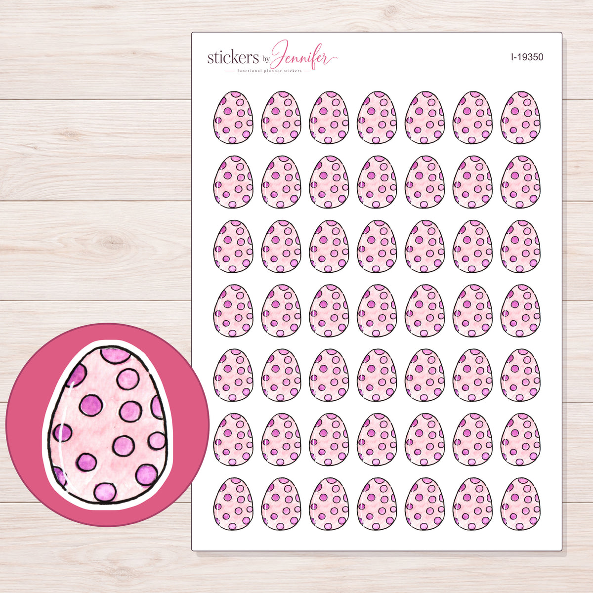 I-19350 planner sticker sheet with enlarged sticker detail