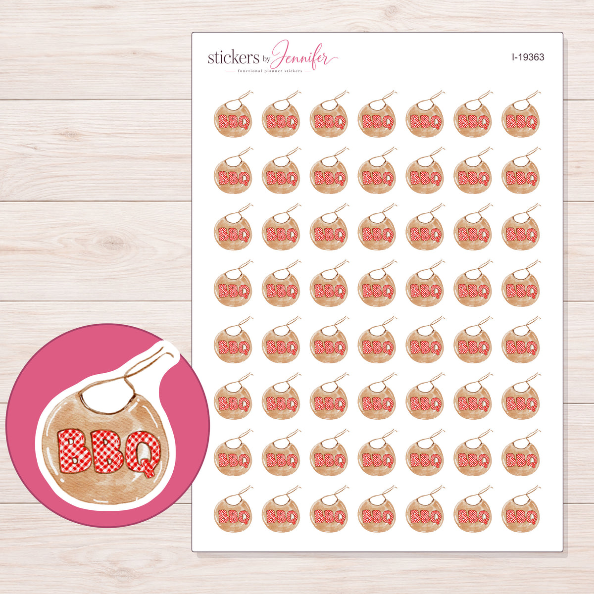 I-19363 planner sticker sheet with enlarged sticker detail