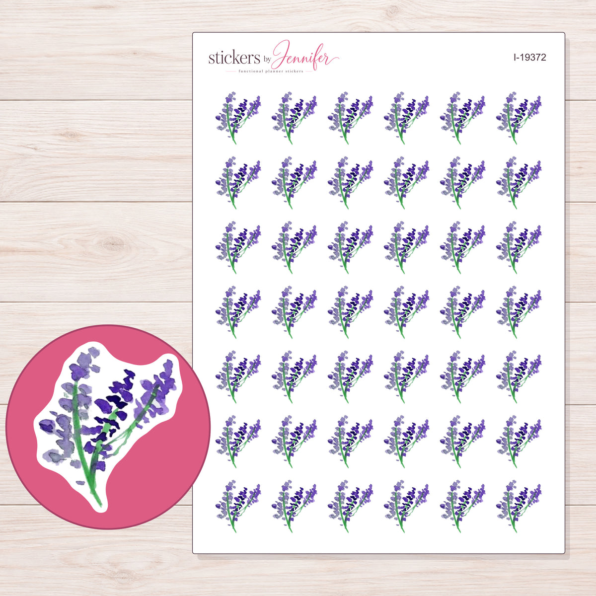 I-19372 planner sticker sheet with enlarged sticker detail